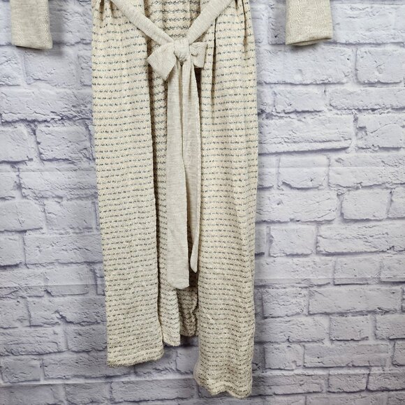 BCBGeneration Women's Size Medium Beige Striped Long Open Front Cardigan Sweater - Picture 6 of 10